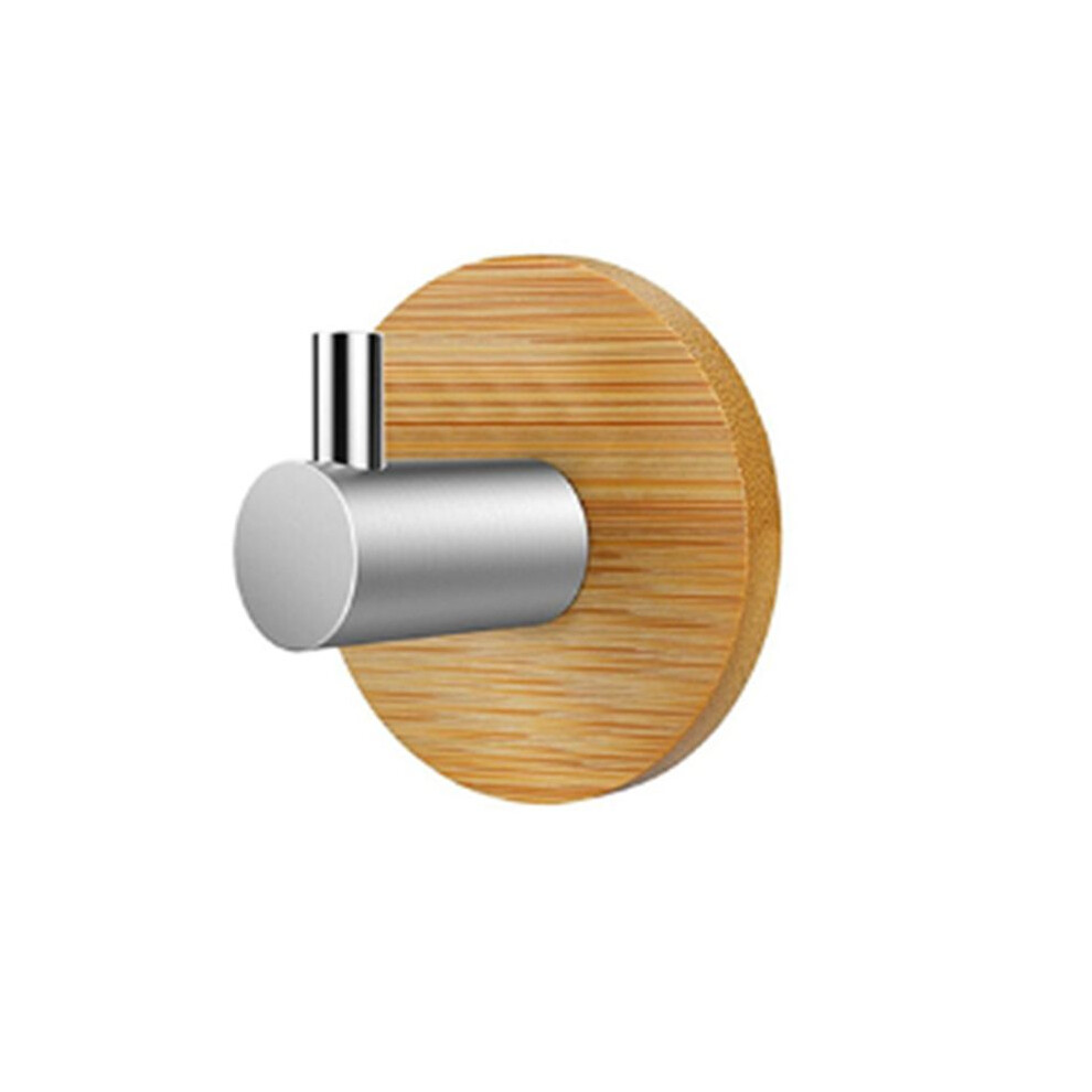 Bamboo Stainless Steel Hook Wall Clothes Bag Headphone Key Hanger Kitchen Bathroom Door Towel Rustproof Shelf (A) 6031572831543