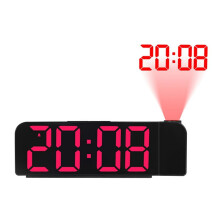 RotacióN de 180 ProyeccióN Despertador 12/24H LED Reloj Digital Carga USB Proyector de Techo Despertador (Rojo)