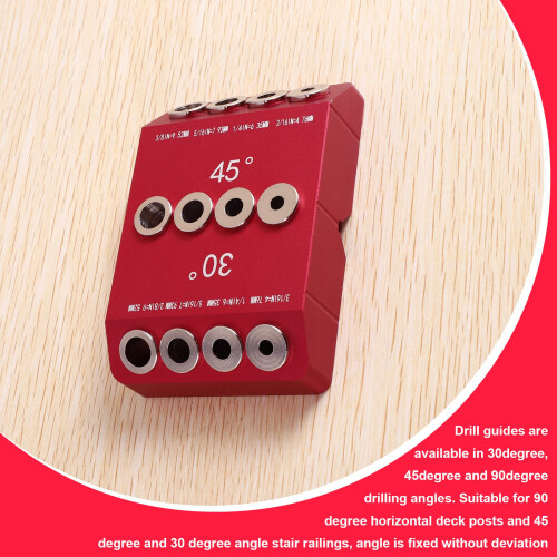 30/45/90 Angle Drill Hole Guide Jig for Angled and Straight Hole,Cable Railing Lag Screw Drilling Template,1PCS 2