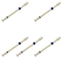 5X Student Kunststoff 8 Loecher Sopran-Blockfloete Beige Blau mit Einem Reinigungsstift