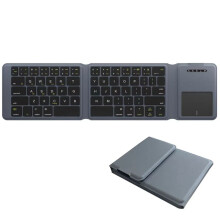 Portable Wireless Touchpad Keyboard,Tri-Foldable Rechargable Wireless Keyboard for PC Laptop Tablet