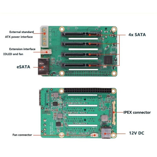 For Radxa Penta  HAT Expansion Board for Raspberry Pi 5 with Multi-Drive Storage Capability High-Speed Data Transfer