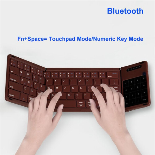 Keyboard Tri-Fold Keyboard with Touchpad Mode/ Numeric Key Mode Rechargeable Wireless Keyboard 1