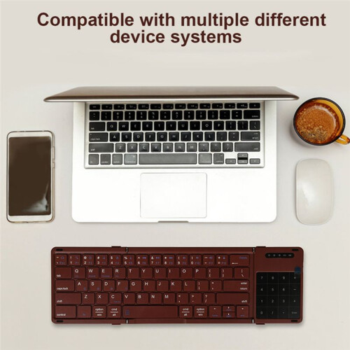 Keyboard Tri-Fold Keyboard with Touchpad Mode/ Numeric Key Mode Rechargeable Wireless Keyboard 2