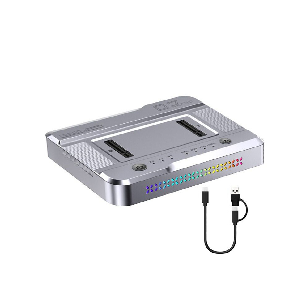 Dual-Bay M.2 Nvme Ngff Ssd Docking Station With Rgb, Usb3.2 Gen2 Type C 20Gbps Data Transfer, Offline Cloner Duplicator 6032374901403