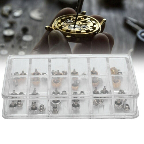 144PCS Watch Crowns Watch Waterproof Replacement Assorted Repair Tools with Box 1