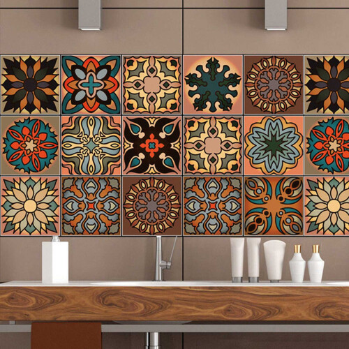 120 Pcs 3D Multi Moroccan Self-Adhesive Bathroom Kitchen Wall Stair Tile Sticker 2