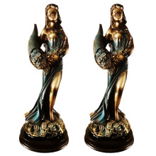 2X Blindfolded Fortuna Statue Ancient Greek Roman Goddess of Fortune Vintage Luck Sculpture Luck Decorations