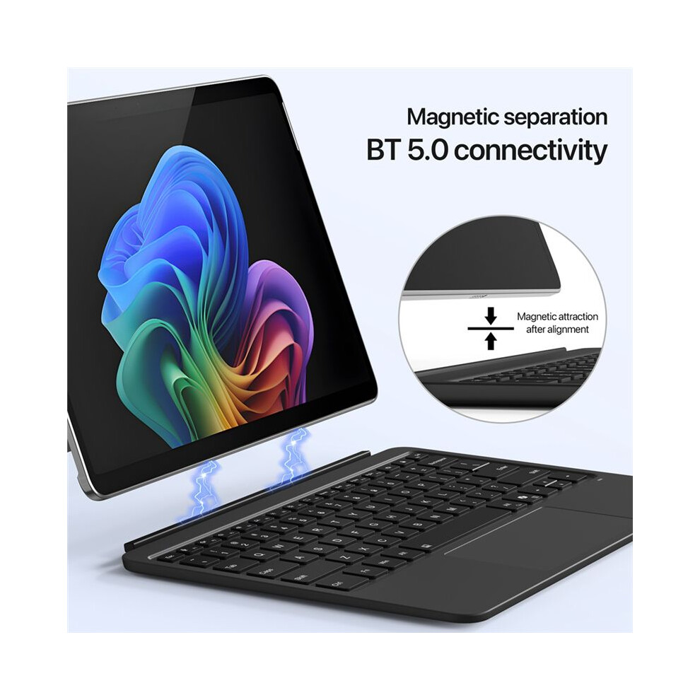 Magnetic Keyboard For Surface Pro 12 With Rgb Backlit Magnetic Adsorption Bluetooth5.0 Keyboard B Black 4713137971520