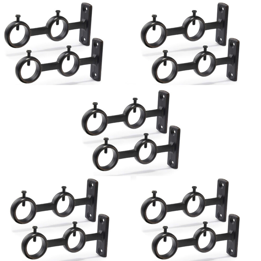 Curtain Rod Bracket, 8Pcs Double Curtain Rod Holder, Double Rod Brackets Hooks For Living Room Bedroom Curtain Rods 6033768636642