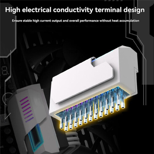 ATX 24Pin Adapter 90 Degree ARGB Adapter 5V Synchronization for Desktop PC Motherboard DIY Computer Accessories White 1