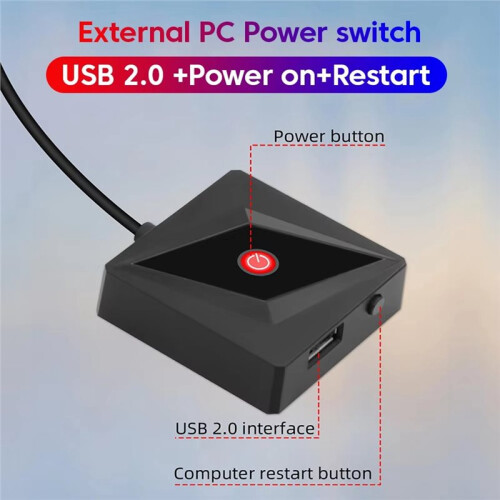 Desktop Computer Power  PC Motherboard External Start Power /Off Restart Button Extension Cable 1.7M 2