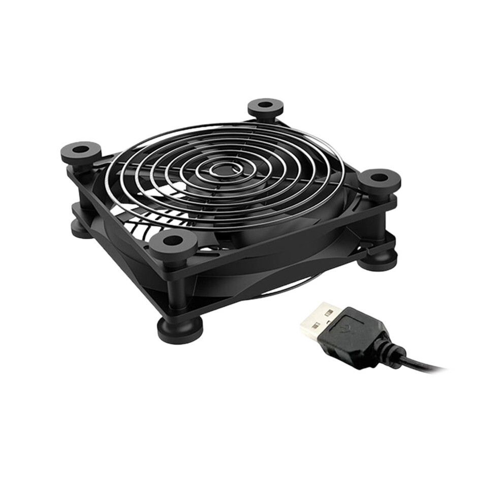 120Mm 5V Usb Exhaust Cooling Fan With Metal Mesh Foot Mat For Router Tv-Box Optical Modem Amplifier Router 4713170655746