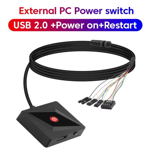 Desktop Computer Power  PC Motherboard External Start Power /Off Restart Button Extension Cable 1.7M 1