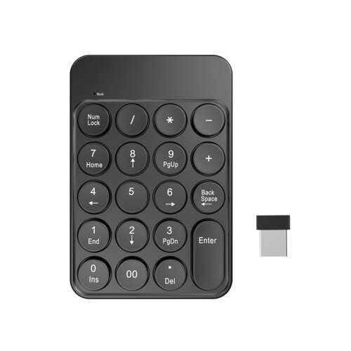 Teclado Numérico Sem Fio 2.4G BT com 19 Teclas,  Teclado Numérico Digital para Contabilidade e Bancos, Compatível com PC, Laptop e Notebook.