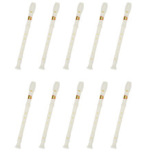10X Students creamy-white Plastic 8 Holes Flute Recorder W Cleaning Stick