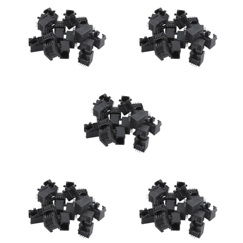 100Pcs RJ45 8P8C Computer Internet Network PCB Jack Socket Black
