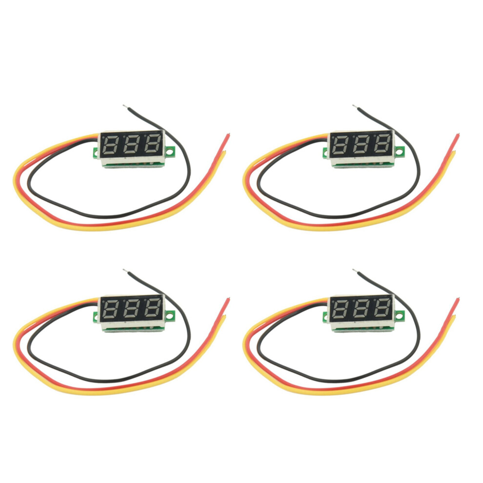 4X Digital Voltmeter 0-100V Led Panel Voltage Meter 3-Digital With 3 Wires Red 6033221729737