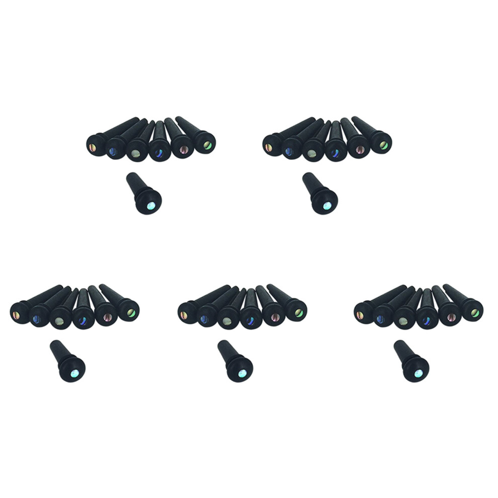 30X Ebony Guitar Bridge Pins,Ebony End Pin,Endpin,Abanlone Dot For Acoustic Guitar Parts Replacement (Black) 4711437937772