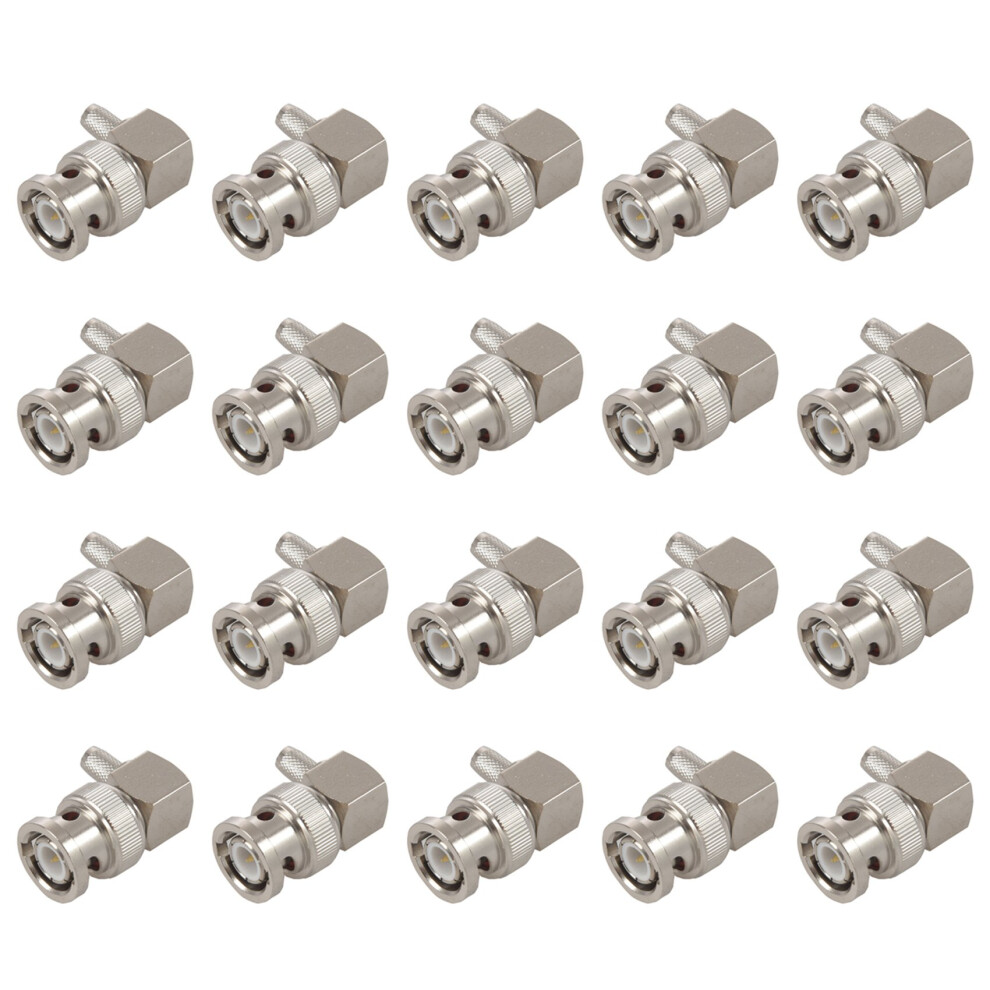 20X Bnc Male Plug Right Angle Crimp For Rg58 Rg400 Rfc195 Rf Coax Adapter Connector, Silver 6033993202568