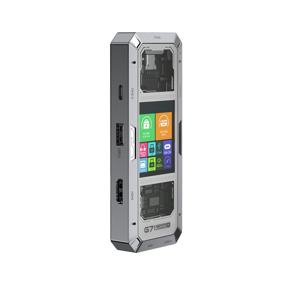 G71 7 In 1 Aluminum Alloy Office Docking Station Screen Display Type-C To Hdm2.0 Usb3.0 Hub Pd100w Adapter 6132623597842