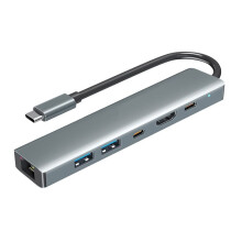 6-in-1 USB C-Hub Type C Naar 4K HDTV USB 3.0 Type C PD 100W Oplaadstation Gigabit Ethernet-Adapter voor Tv, Muis en Toetsenbord