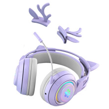 Gaming Headset met Schattige Kattenoortjes en RGB-Verlichting, -Koptelefoon met RGB-Verlichting, over-Ear Stereo Headset voor Kinderen en