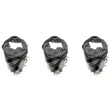 3X Unisex Scarf Polyester Plaid Tassel Arab Desert Shemagh,Black