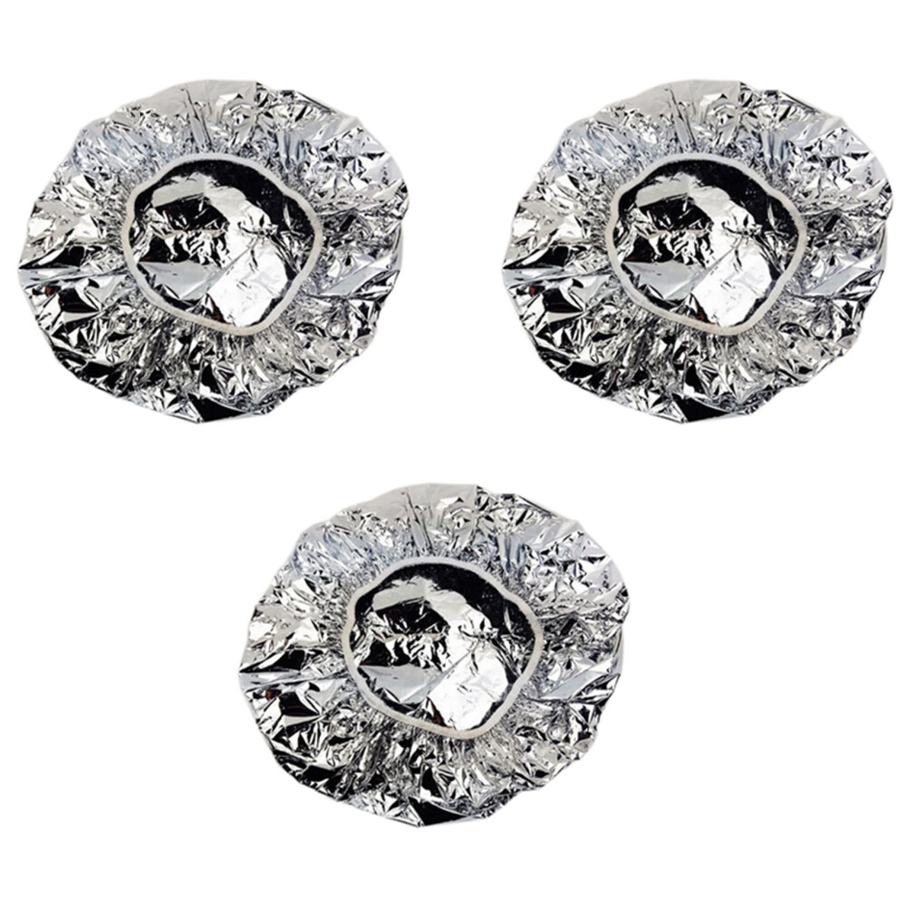 Silver 3X Shower Cap Heat Insulation Aluminum Foil Hat Elastic Bathing Cap For Women Hair Salon Bathroom