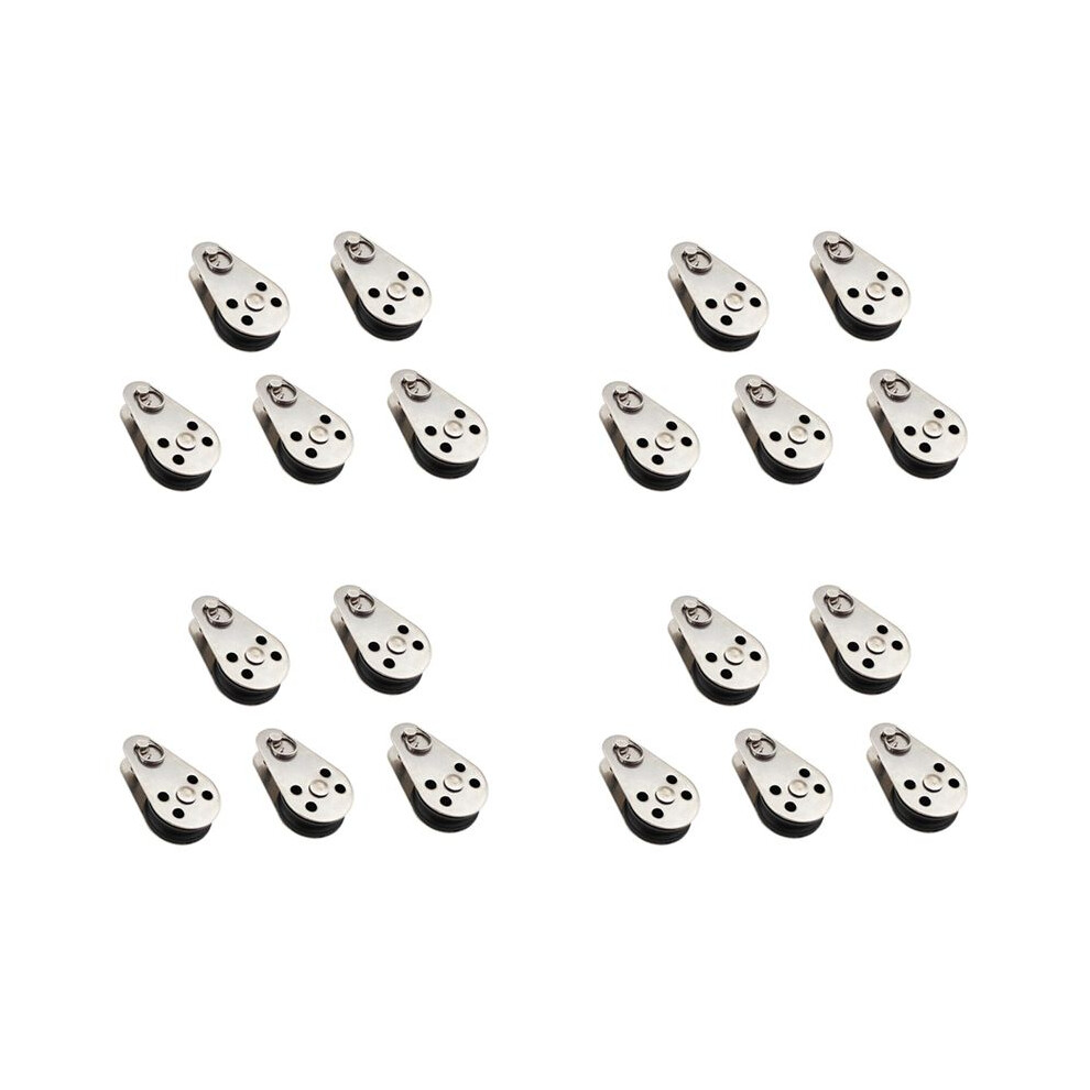 20Pcs Stainless Steel M25 Pulley Block Hanging Wire Towing Wheel Lifting Wire Rope Cable Pulley Roller 4713822091984