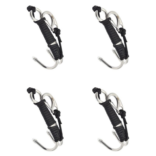 4X KEEP DIVING Scuba Diving Double Dual Stainless Steel  Drift Hook with  and Clips Hook ,Black