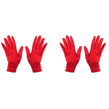 4X Damen Kurzer Sonnenschutz Satin Satin Handschuh Oberflächen Tanzen Performance Handschuhe Elasthan Etikette Handschuhe Rot