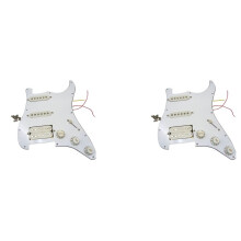 2X Garde Du Corps de Guitare Électrique Assemblés de Plaque à Gratter Précâblés Chargés 11 Trous Ssh Blanc