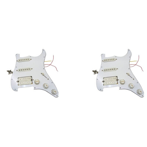 2X Garde Du Corps de Guitare Électrique Assemblés de Plaque à Gratter Précâblés Chargés 11 Trous Ssh Blanc