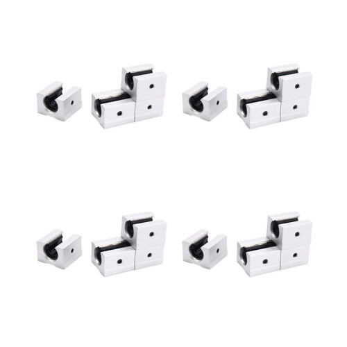 16 x SBR12UU 12mm Aluminum Linear Motion-Router Lager Fester Block, Silber