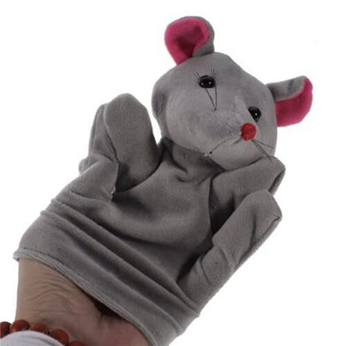 2X Grey Mouse Hand Puppet Finger Puppets 2