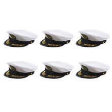 6X Adulto Yate Capitán Sombrero Azul Marino Buque Marinero Disfraz Fiesta Disfraz Negro +