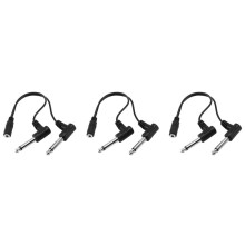 3Pcs 3.5mm  1/8 Inch TRS Stereo Female Jack to Dual 1/4 6.35mm Male Plug Mono TS Right Angle Adapter Cable