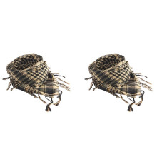 2X Unisex Scarf Polyester Plaid Tassel Arab Desert Shemagh,Beige