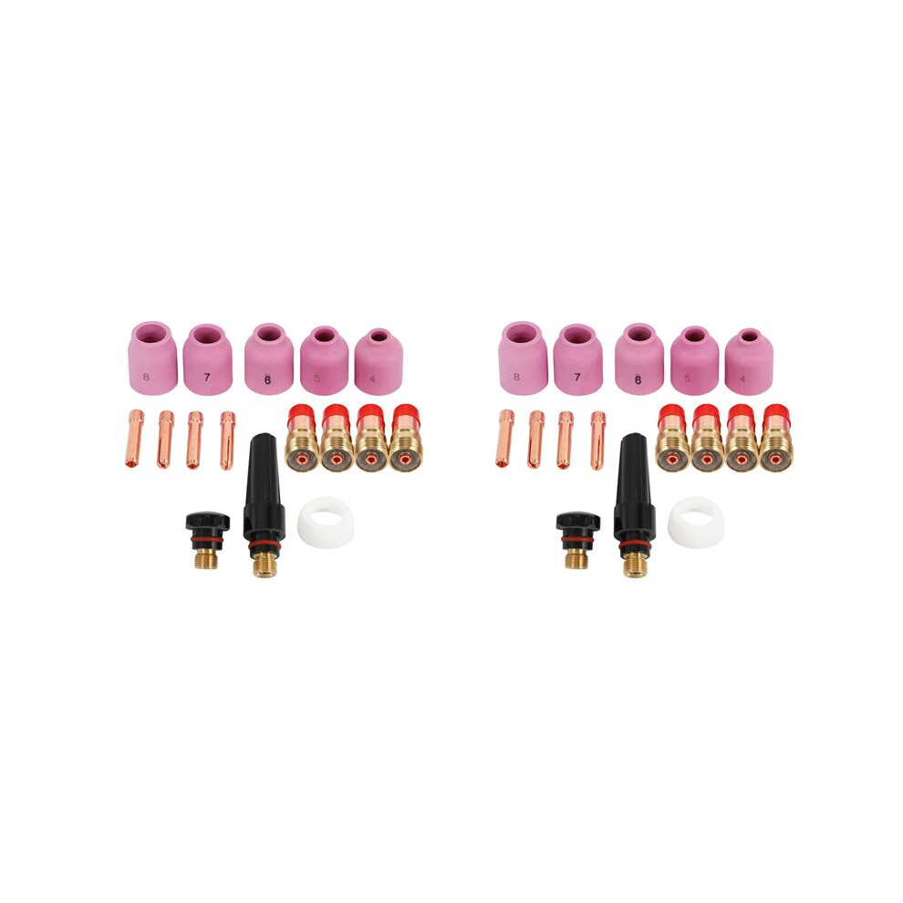 Tig Welding Torches Stubby Gas Lens Collets Alumina Nozzles Back Cap Kit For Sr Wp 17 18 26 Series 32Pcs 6032860303780