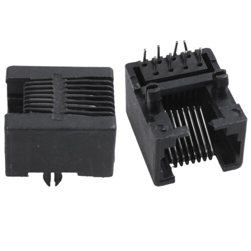 60Pcs RJ45 8P8C Computer Internet Netzwerk PCB Klinkenbuchse Schwarz 2
