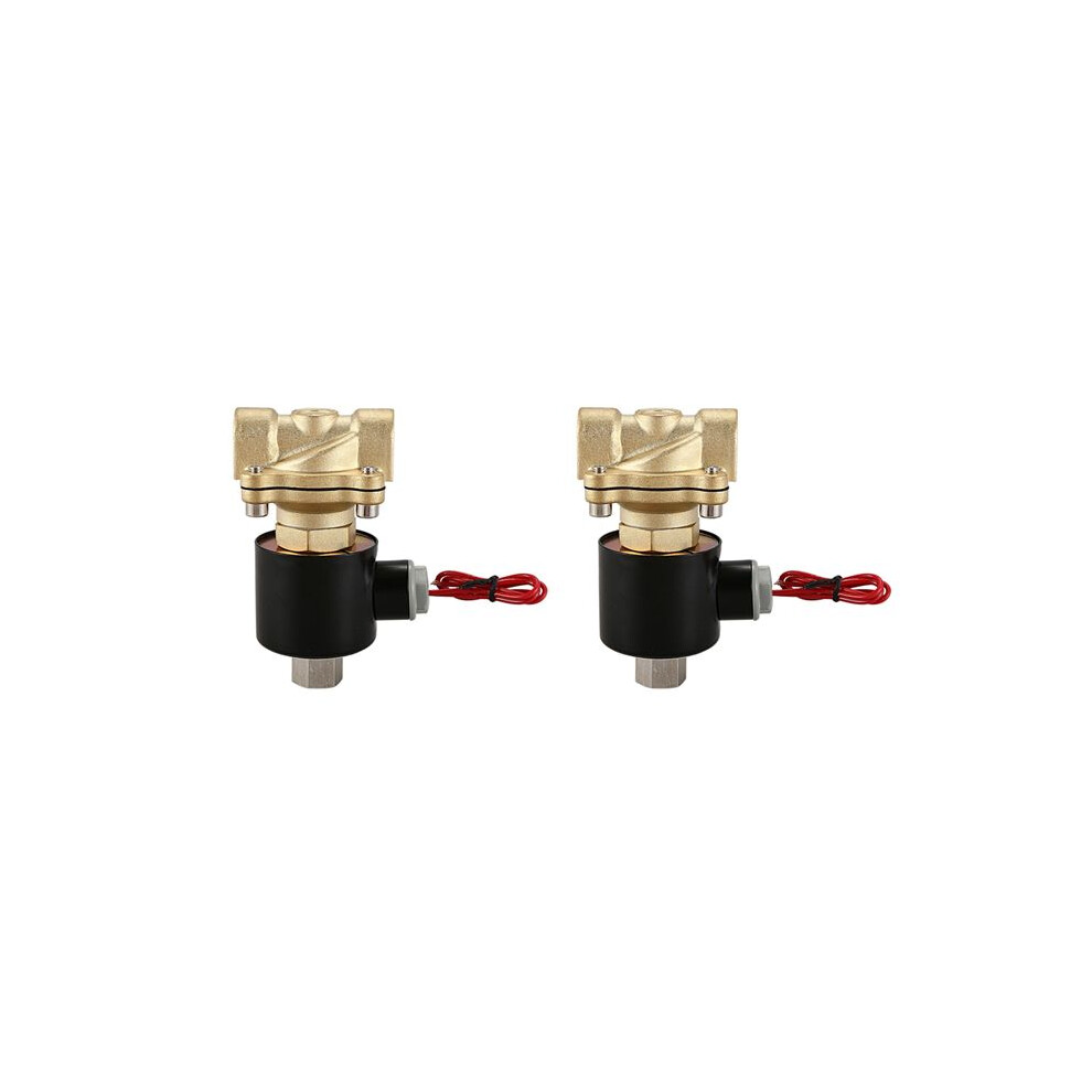 2X 1/2Inch Dn15 Normally Open N/O Brass Electric Solenoid Valve 220V Pneumatic Valve For Water Oil Gas 4714253894977