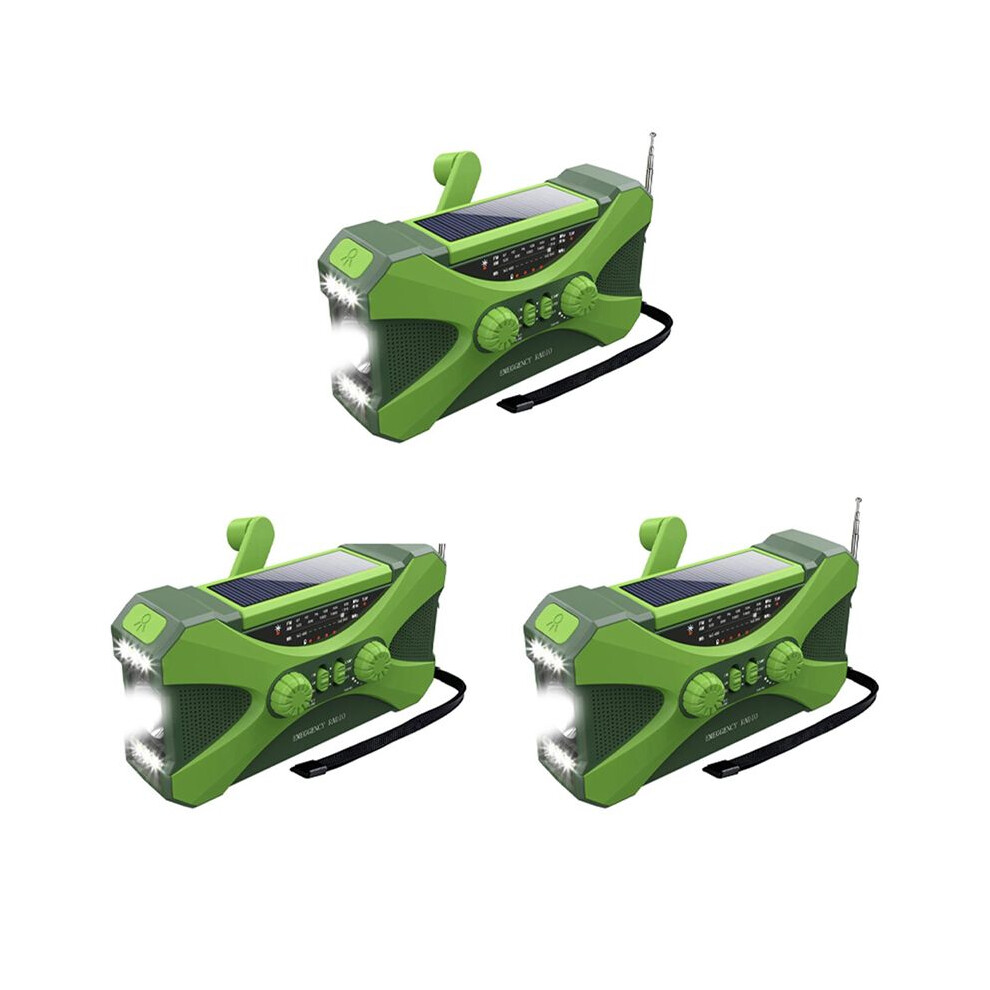 3X 10000Mah Emergency Radio, Solar Hand Crank Radio, Portable Radio With Phone Charger, Led Flashlight Green 4711095920413
