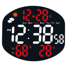 Digitale Wekker, Wandklok, Weerstation met Vochtigheid/Temperatuur/Automatisch Dimmen/Datum/Twee Alarmen/Staand/Hangend C