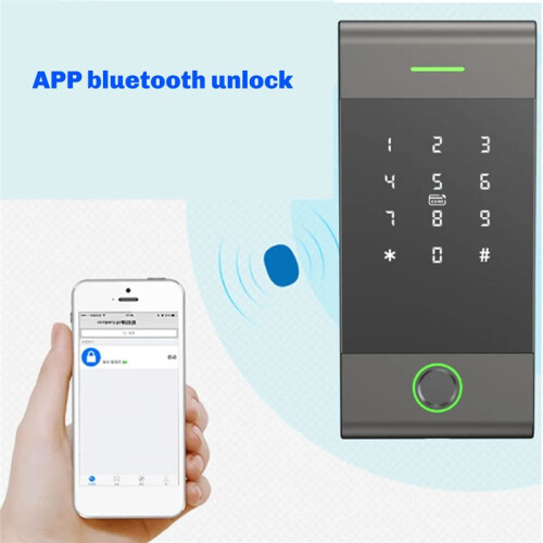 IP65 Rainproof Access Controller Reader TTLock APP Remote Control Metal Support Fingerprint Card Password App Silver 1