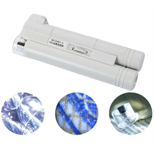 Pocket Microscope 150X Portable  Magnifier Without Scale Reading Scale Foldable Magnifying Loupe with LED Illuminate 2