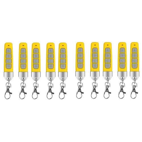 10pcs 433MHz Remote Control Compact Wireless Duplicator for Garage Doors Gates Systems Universal Compatibility Yellow
