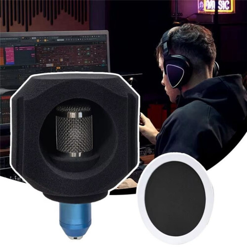 Mic Isolation Shield Filter Wind Shield Acoustic for Record Studios Mic Sound-Absorbing Foam Vocal Isolation  Black 2
