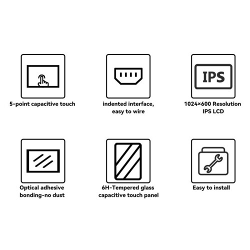 7-Inch -Compatible Display 5-Point Capacitive Touch Screen 1024x600 Resolution Support for Raspberry Pi OS / Ubuntu 1