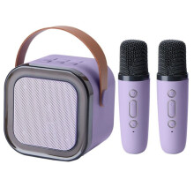 Macchina per Karaoke Portatile con Doppio Microfono Wireless, Lettore Musicale Portatile RGB per Feste di Natale In Famiglia